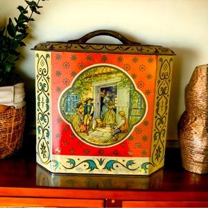 🌞Summer Clearance Decorative Antique Tin W Handled Lid Made In England Art Deco